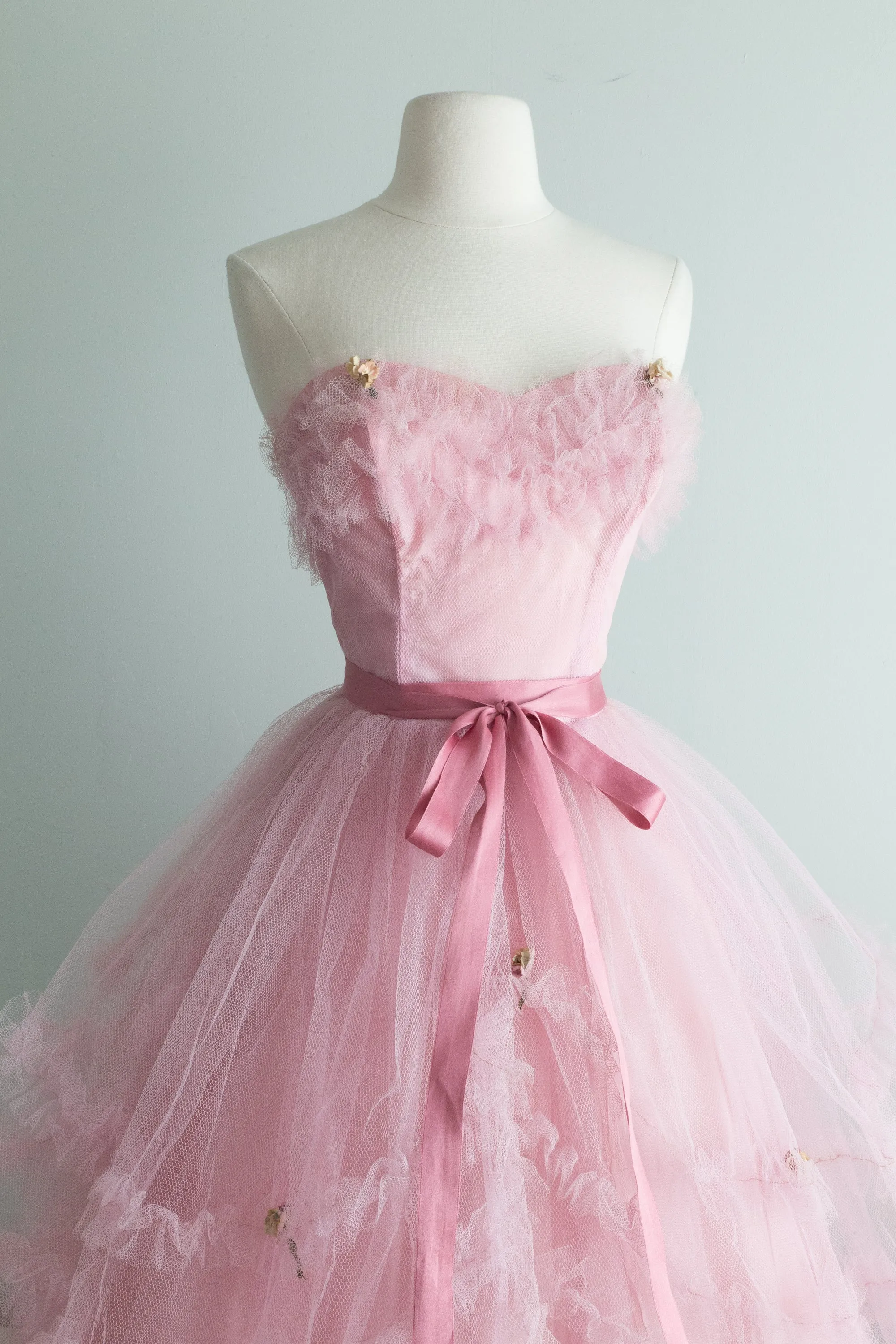 1950's Lilac Wine Strapless Tulle Party Dress / SM