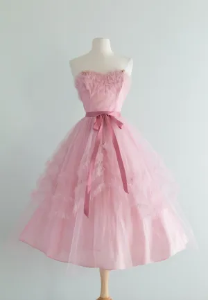 1950's Lilac Wine Strapless Tulle Party Dress / SM