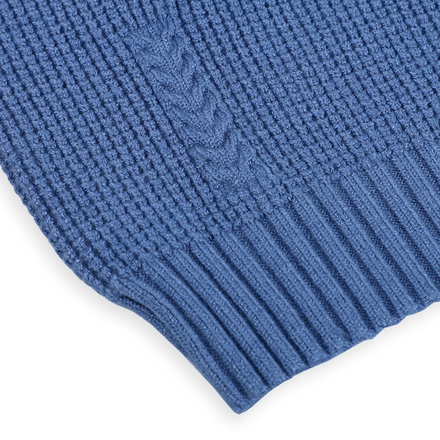 3D Neck Tie Premium Full Sleeves Knitted Sweater - Blue