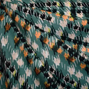 Abstract Sketchy Houndstooth Rayon Twill Shirting Teal