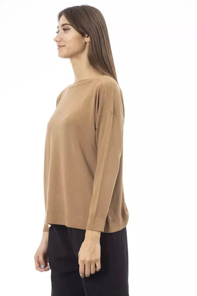 Alpha Studio Chic Beige Crew Neck Sweater