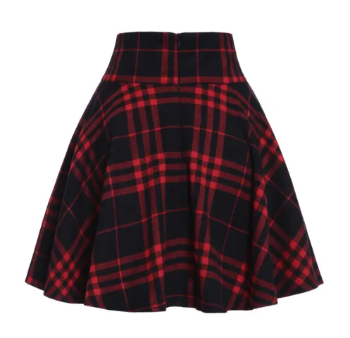 Alternative Goth 'Army of Darkness' Grunge Black and Red Lace Up Plaid Skirt