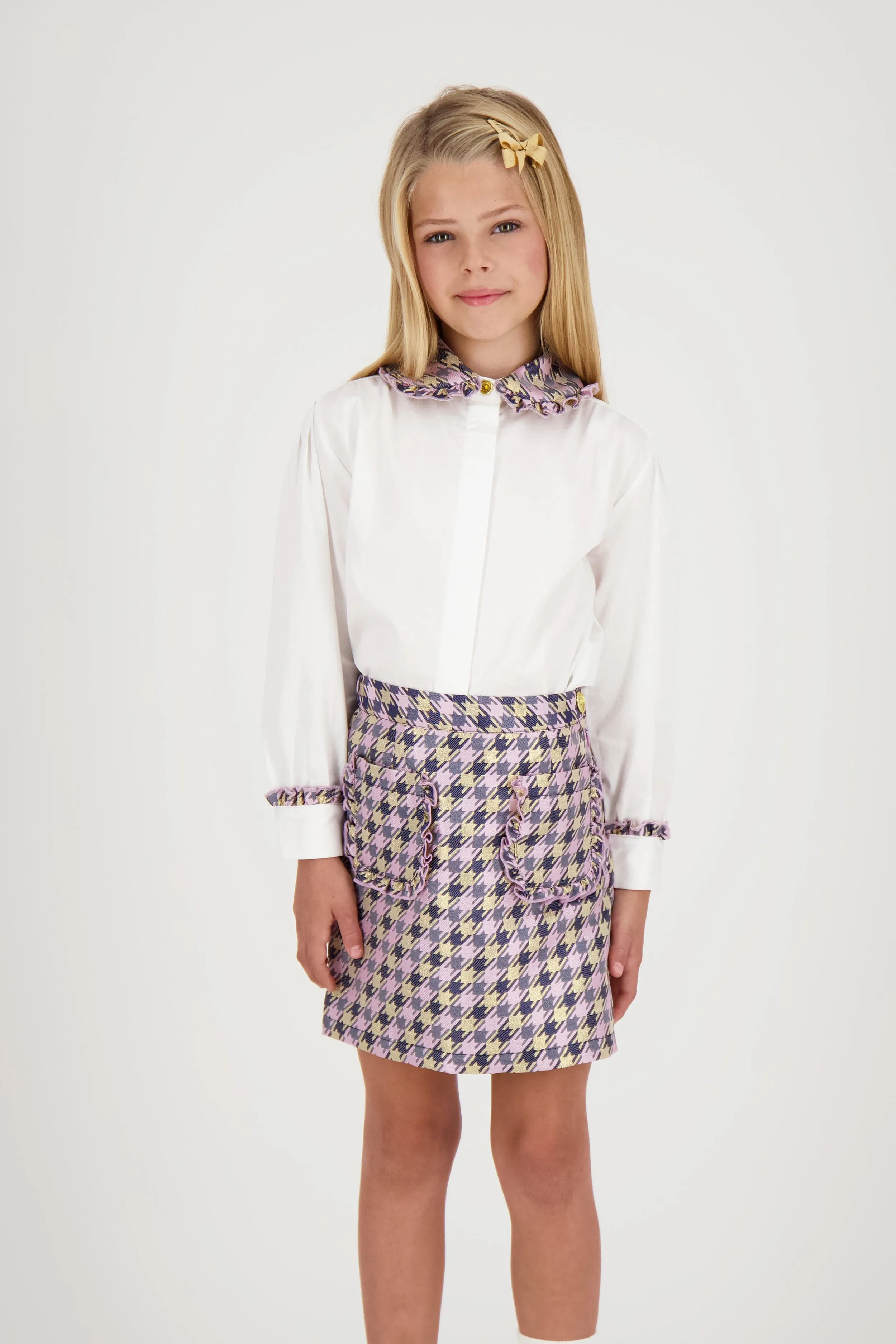 Angels Face Girls Aleta Houndstooth Skirt in Purple