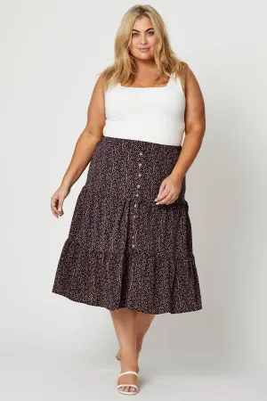 Animal Print Midi Skirt Tie