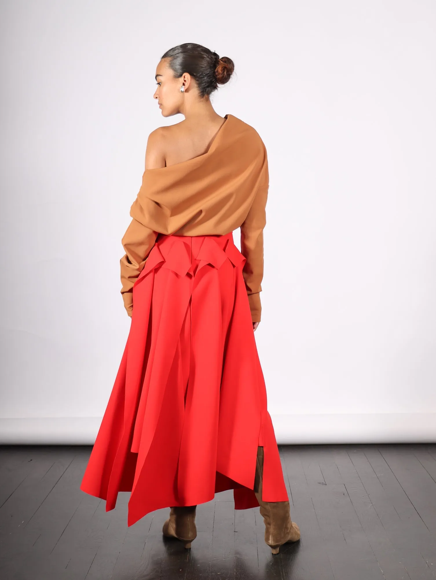 Asymmetric Panels Skirt in Red by A.W.A.K.E. Mode