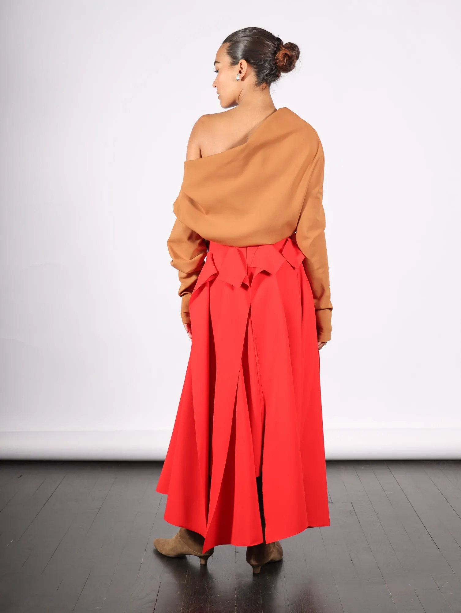 Asymmetric Panels Skirt in Red by A.W.A.K.E. Mode