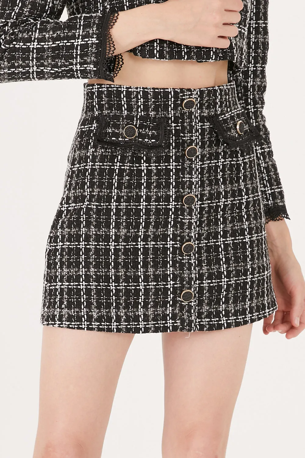 Ayla Tweed Skort w/Lace Inset