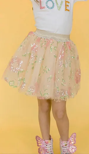 Beaded Floral Tutu Skirt