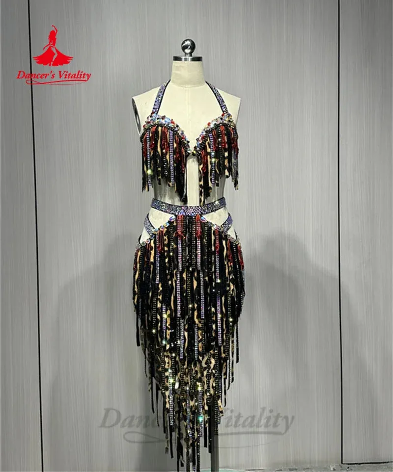 Belly Dance Costume Suit Customsized Women's Tassels Bra irregular Long Skirt Oriental Dance Professional Performance Clothing