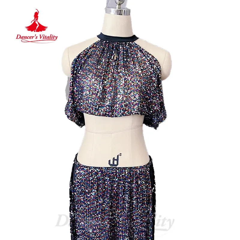 BellyDance Professional Performance Costumes Adult Children Customized Advanced Sequin Set Oriental Dance Competition Clothing