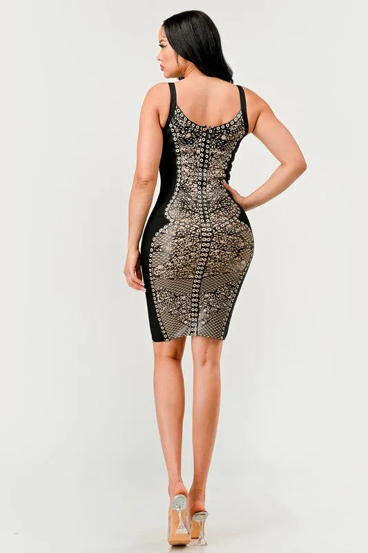 Black Bold Aztec Bodycon Dress