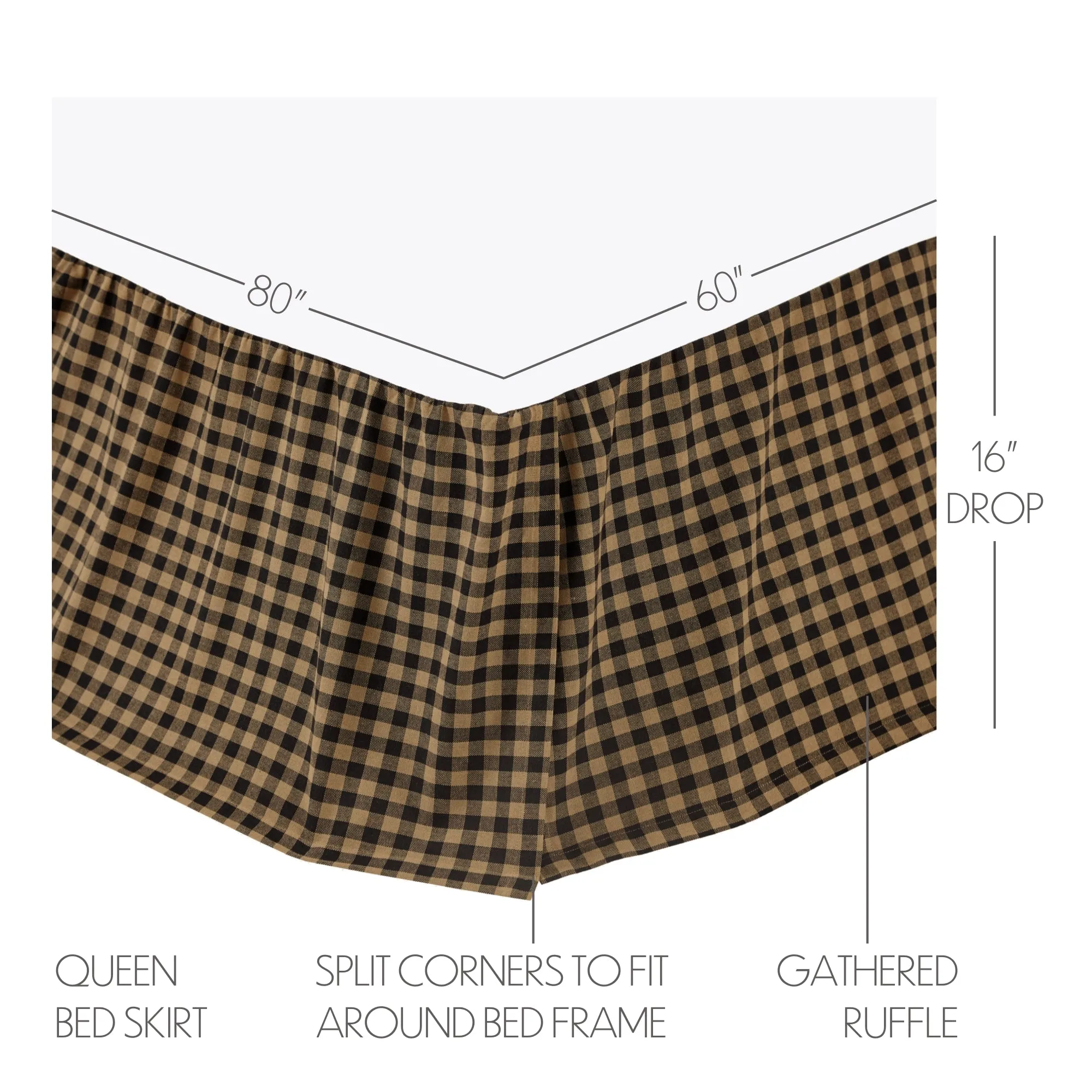 Black Check Bed Skirt