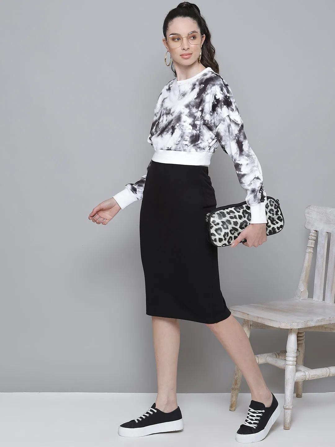 Black Rib Pencil Skirt