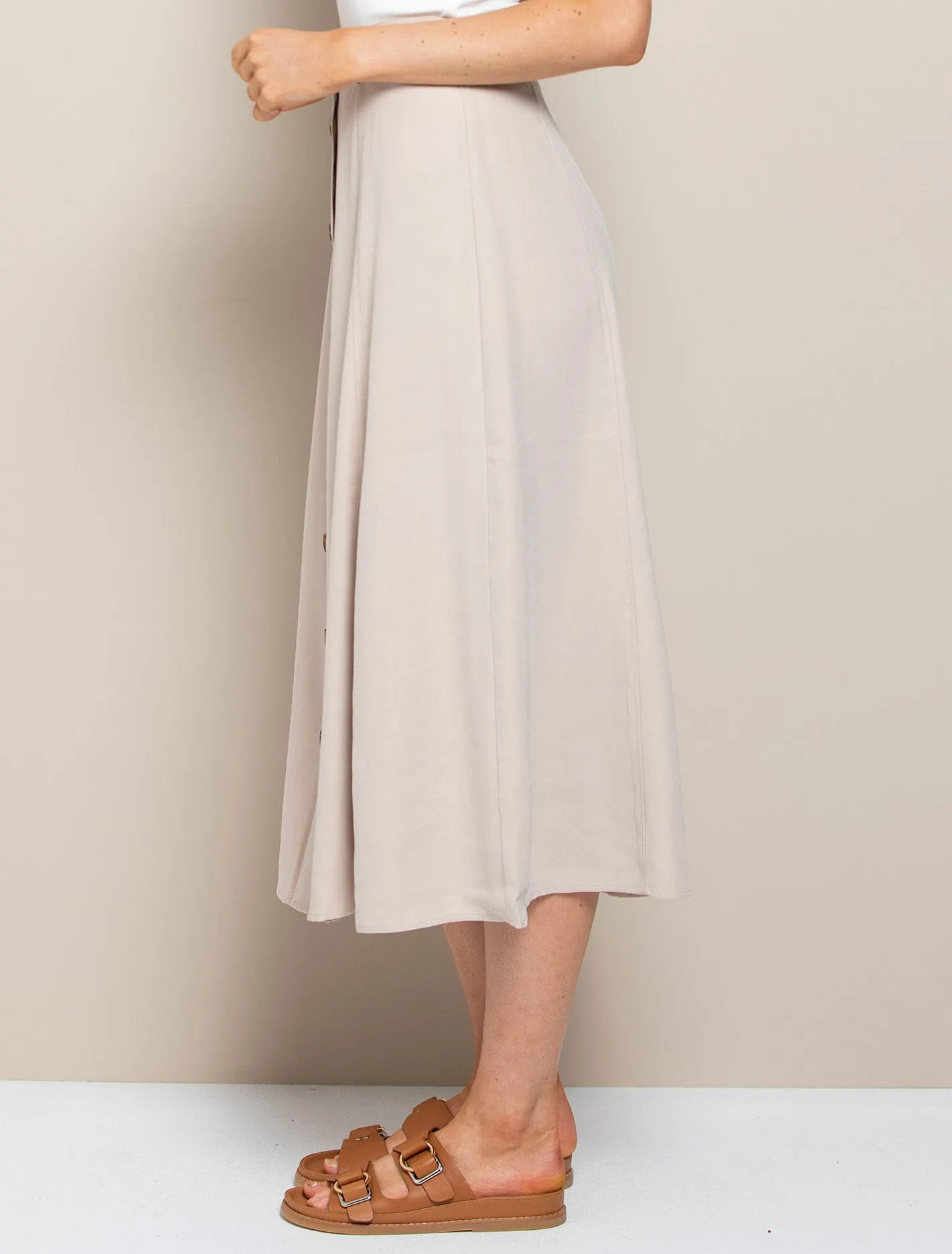 Blair Button Front Midi Skirt