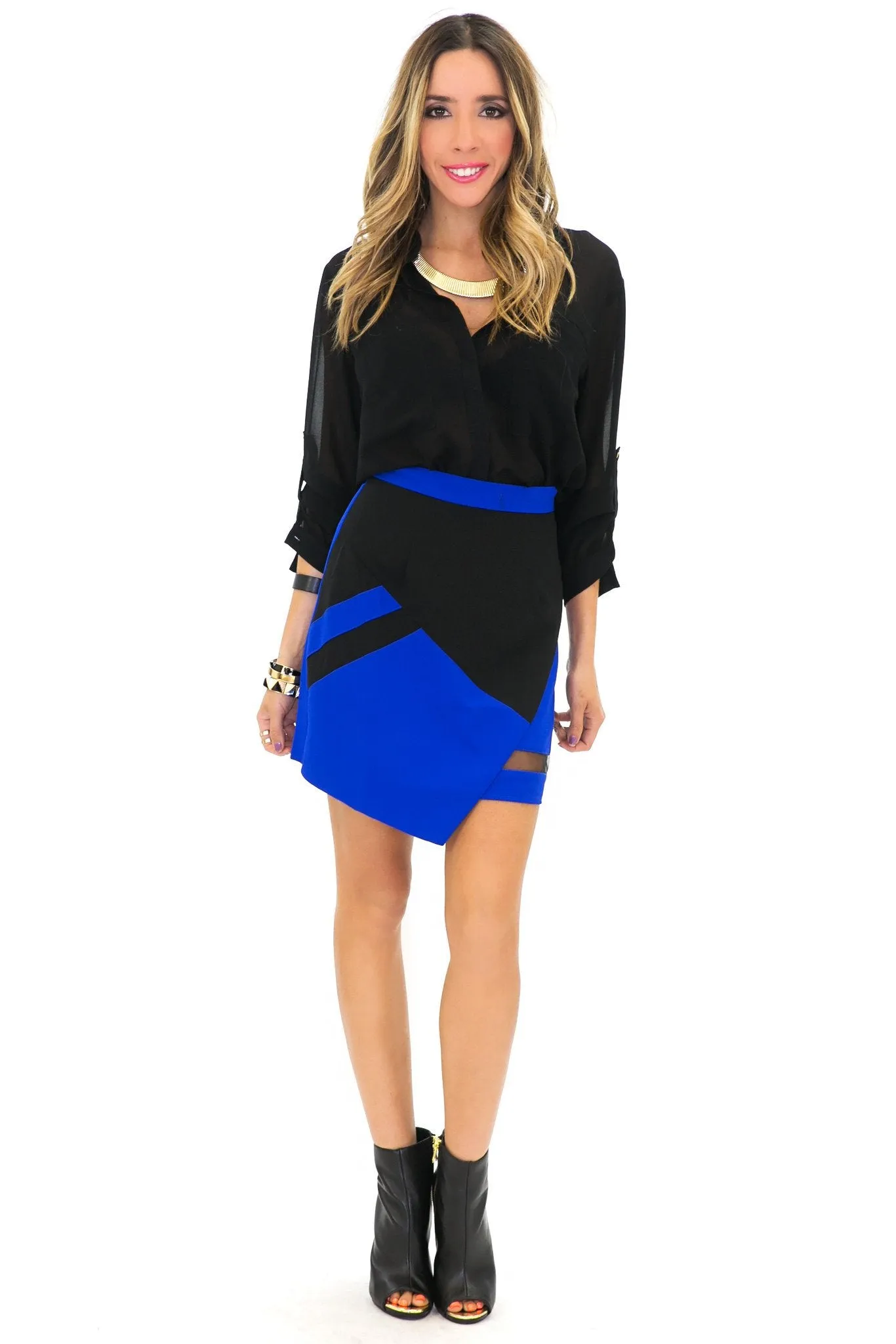 BLAIR COLORBLOCK ASYMMETRICAL SKIRT