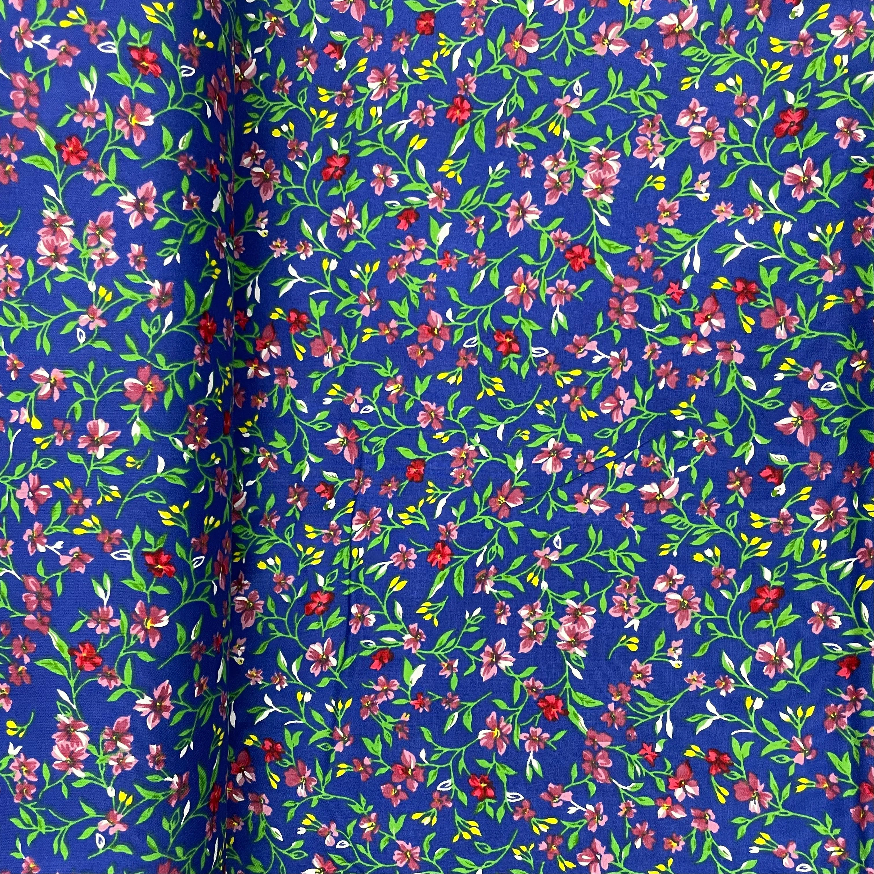 Blue With Green Floral Print Rayon Fabric