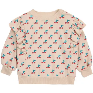 Bobo Choses White Cherry All Over Ruffle Crewneck