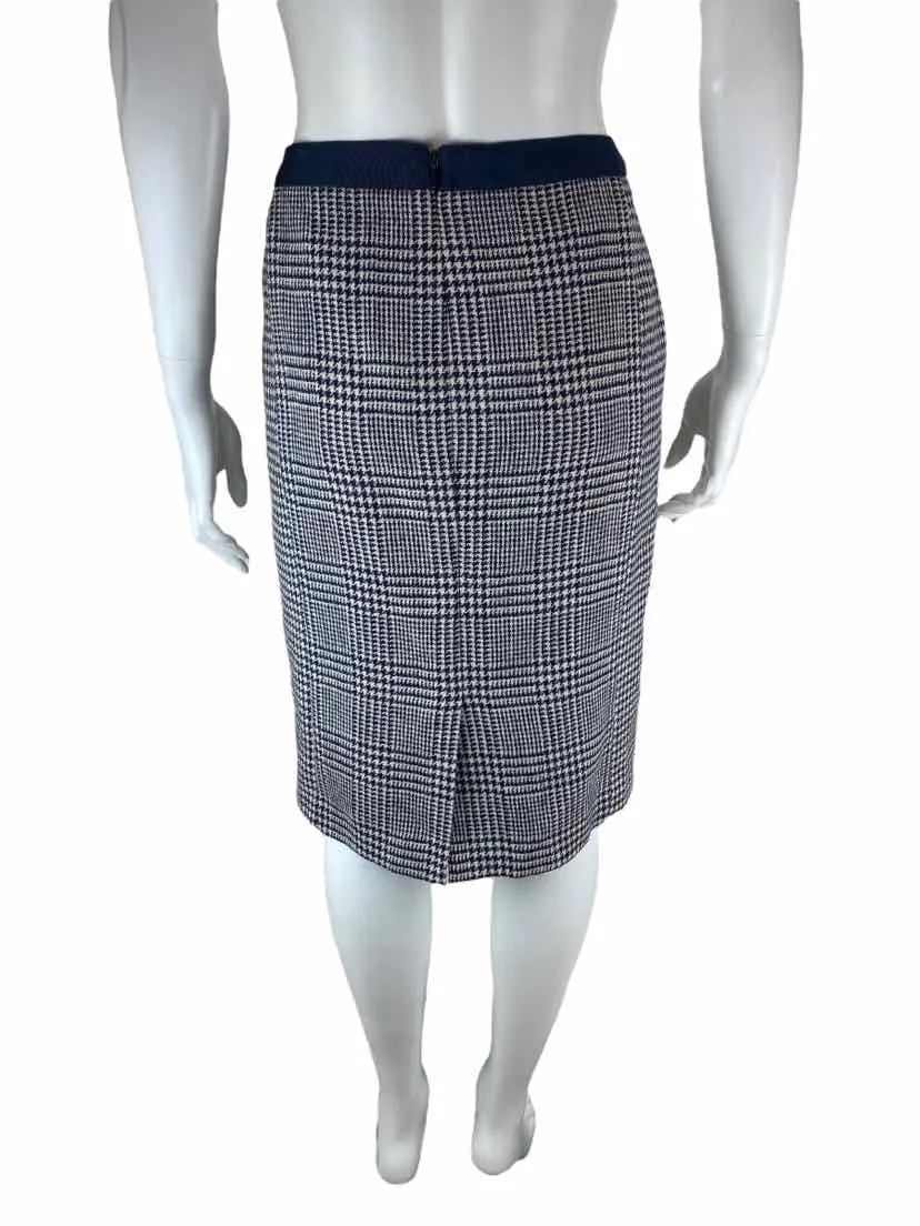 Boden, Women's British Tweed Houndstooth Skirt, Navy/Ivory, Size 8