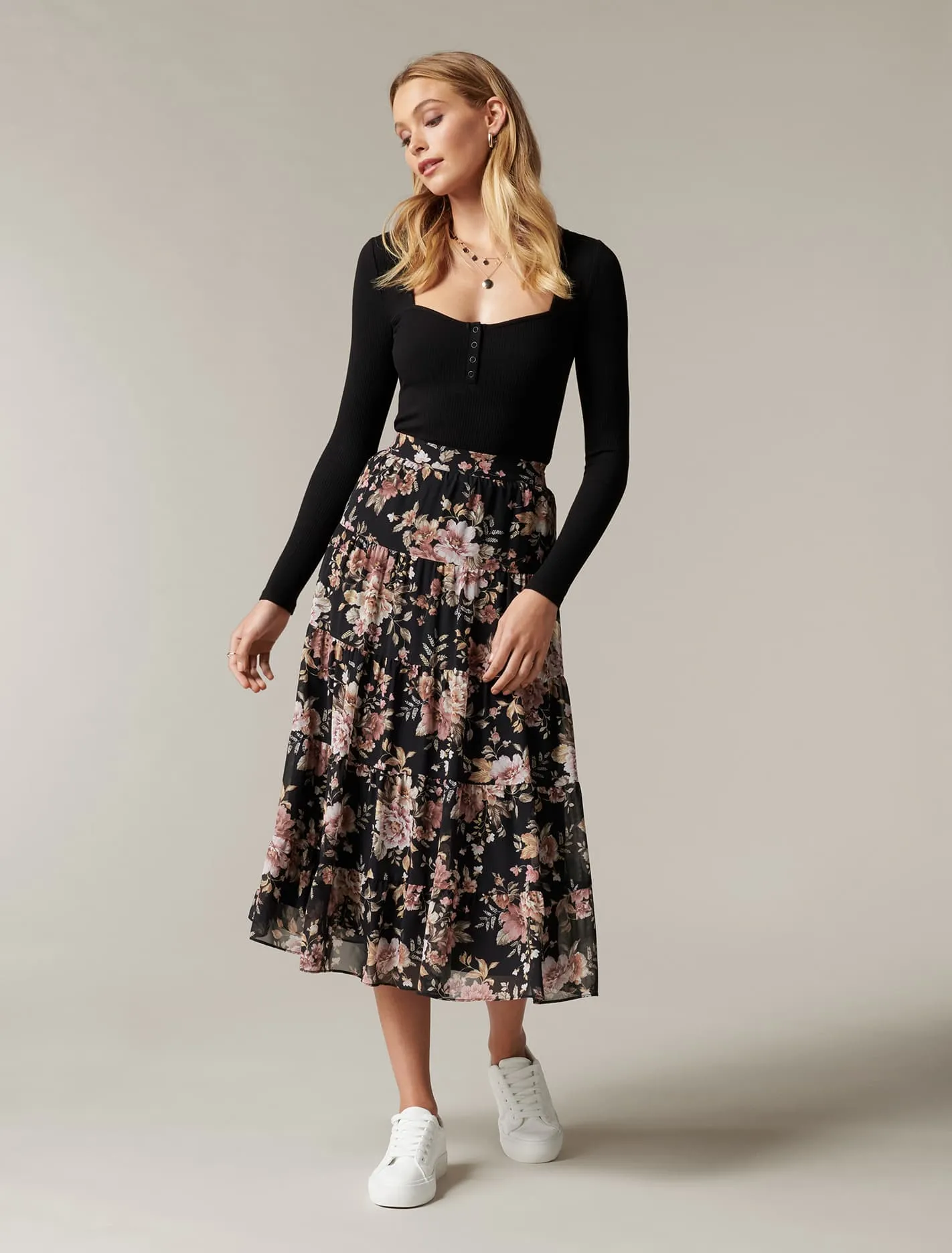 Brielle Multi-Tiered Midi Skirt