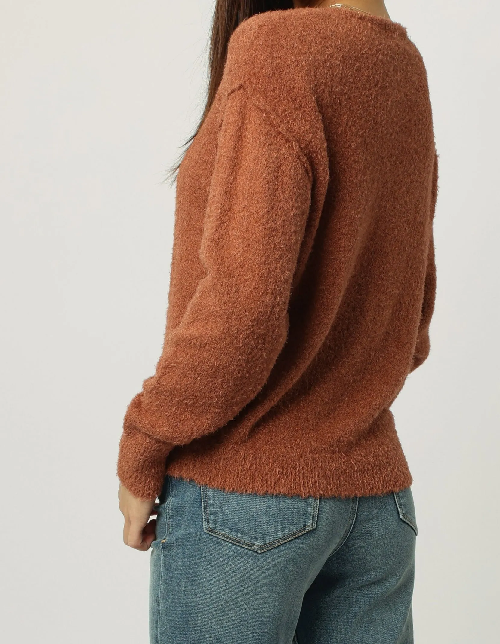 CALLEEN V-NECK LONG SLEEVE SWEATER AMBER STONE