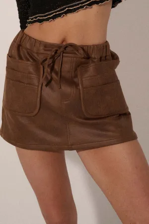 Carry the Day Vegan Leather Cargo Mini Skort