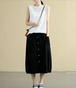 Casual Cotton Linen loose fitting Women's Skirts DZA2007214