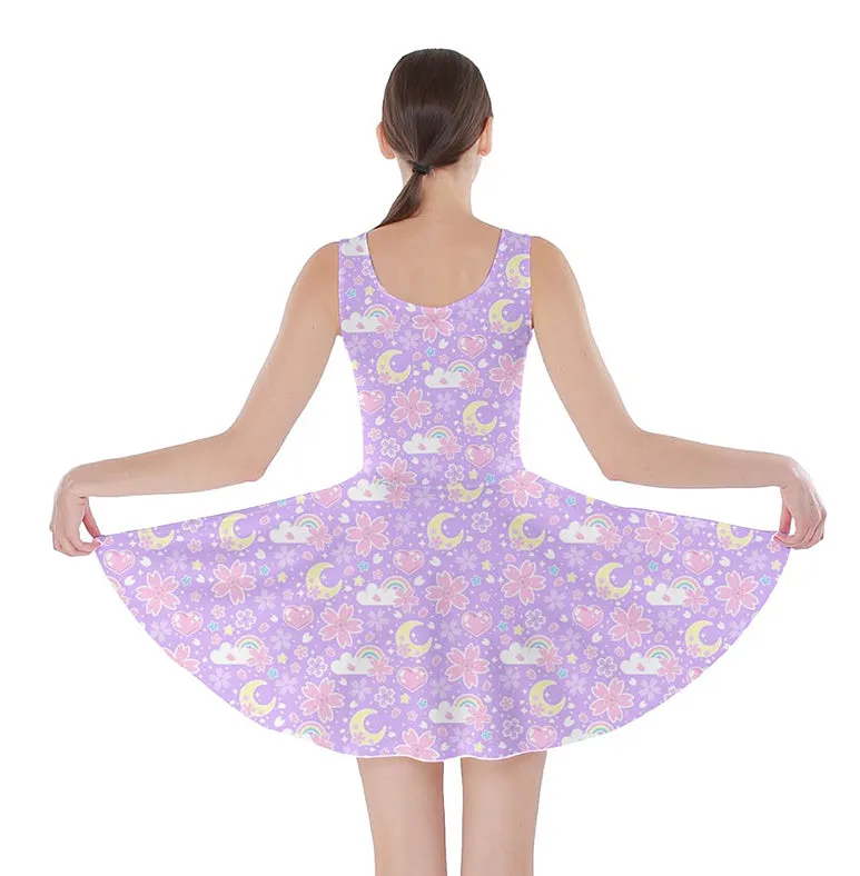 Cherry Blossom Dreams Purple Skater Dress [Made-To-Order]