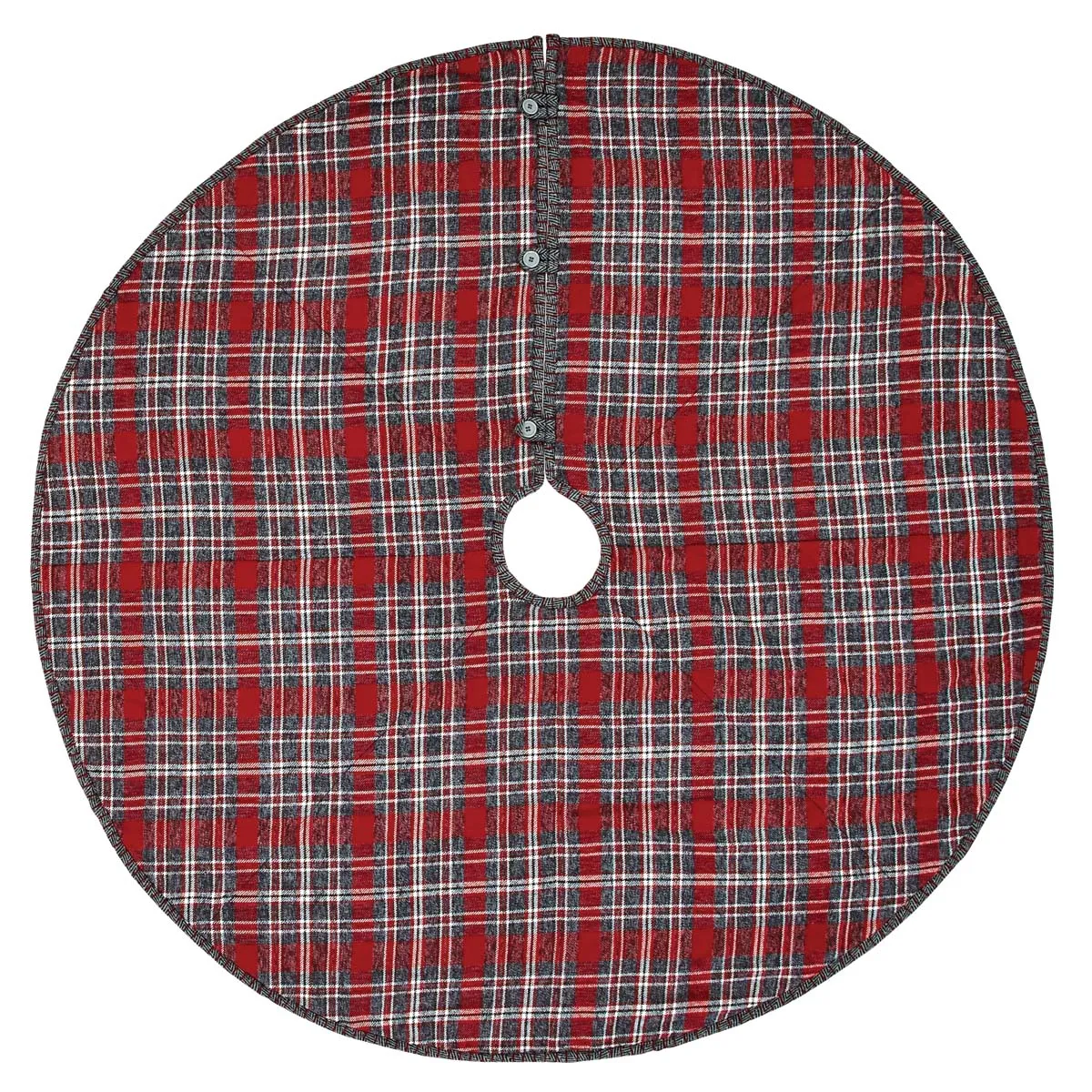 Christmas Tree Skirt 48 inch Anderson Plaid Red Grey White Holiday Decor VHC Brands