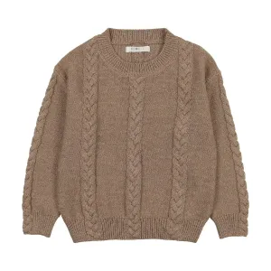 Coco Blanc Mocha Cable Crew Sweater