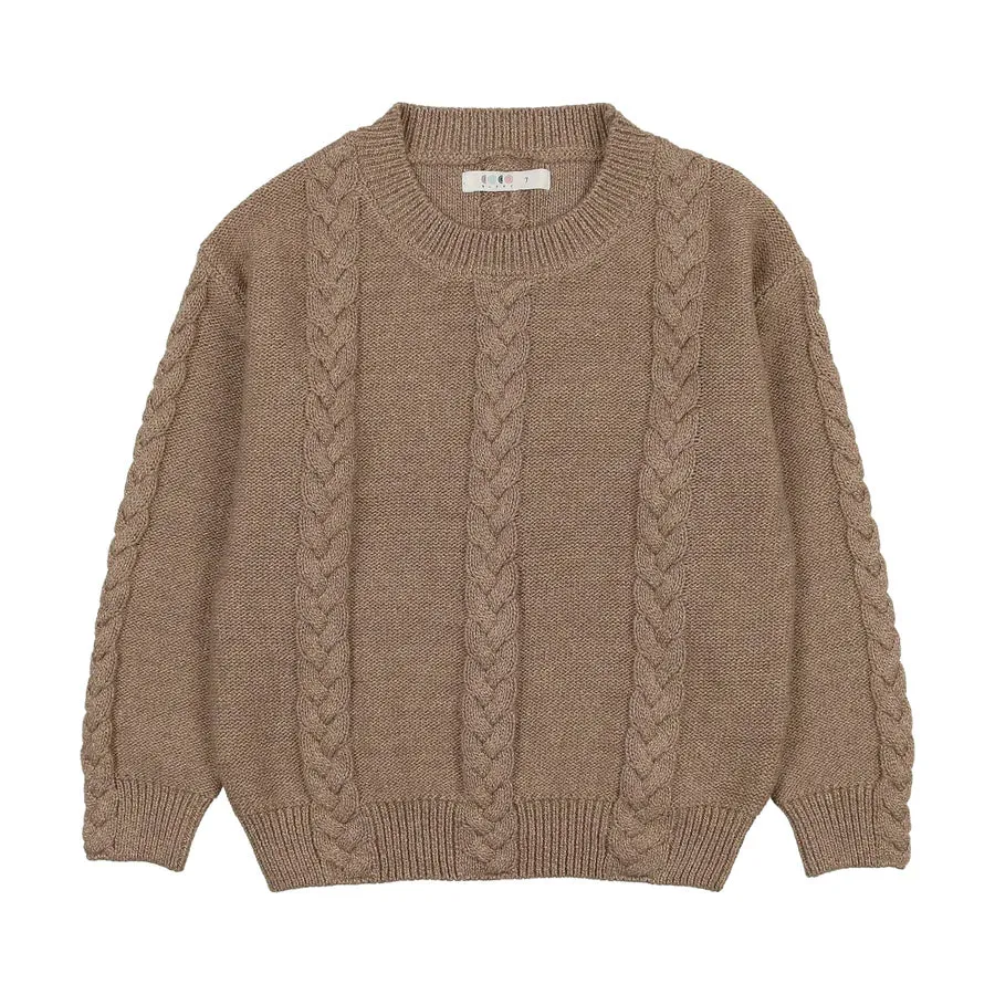 Coco Blanc Mocha Cable Crew Sweater