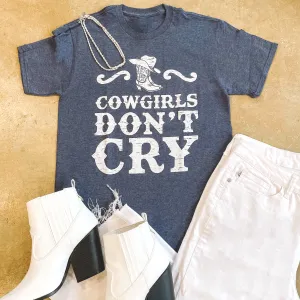 Cowgirls Don't Cry Short Sleeve Graphic Tee in Heather Navy