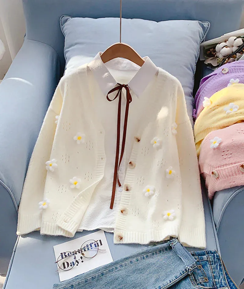 Cute flowers sweater long sleeve sweater sweater coat spring and autumn clothing      S2520