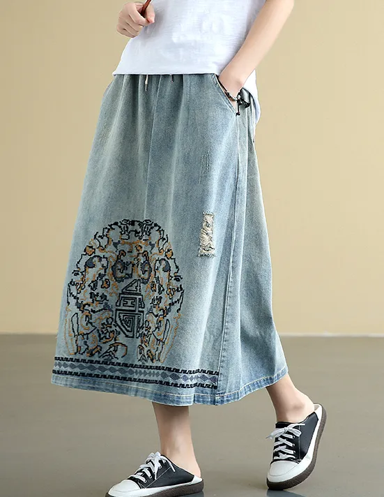 Denim Casual Cotton loose fitting Women's Skirts DZA2007221