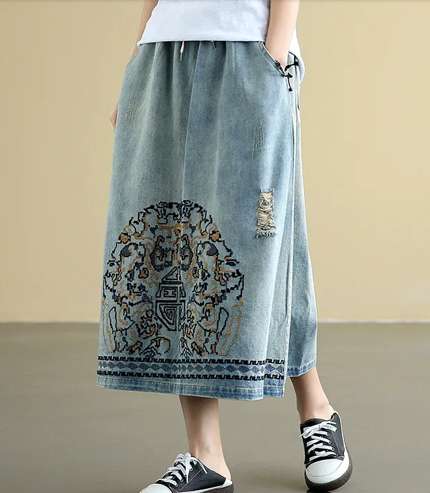 Denim Casual Cotton loose fitting Women's Skirts DZA2007221