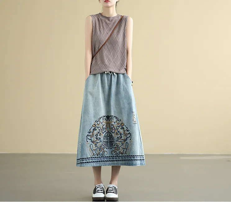 Denim Casual Cotton loose fitting Women's Skirts DZA2007221