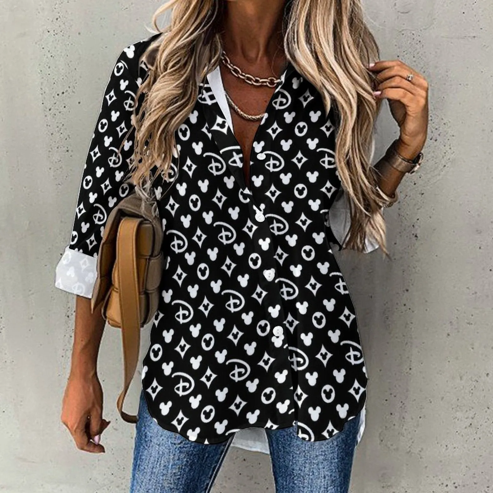 Designer Long Sleeve Button Up Blouse