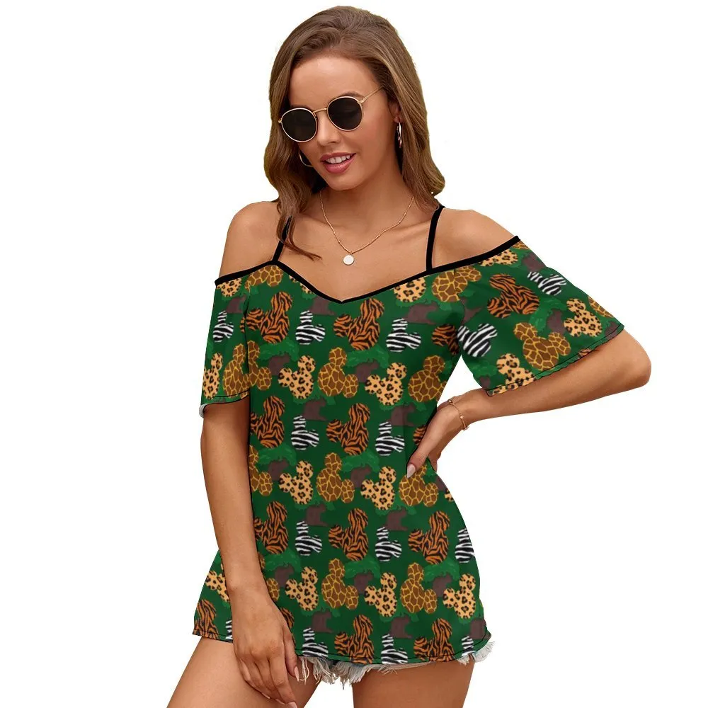 Disney Animal Prints Women's Off-Shoulder Cold Shoulder Camisole Top