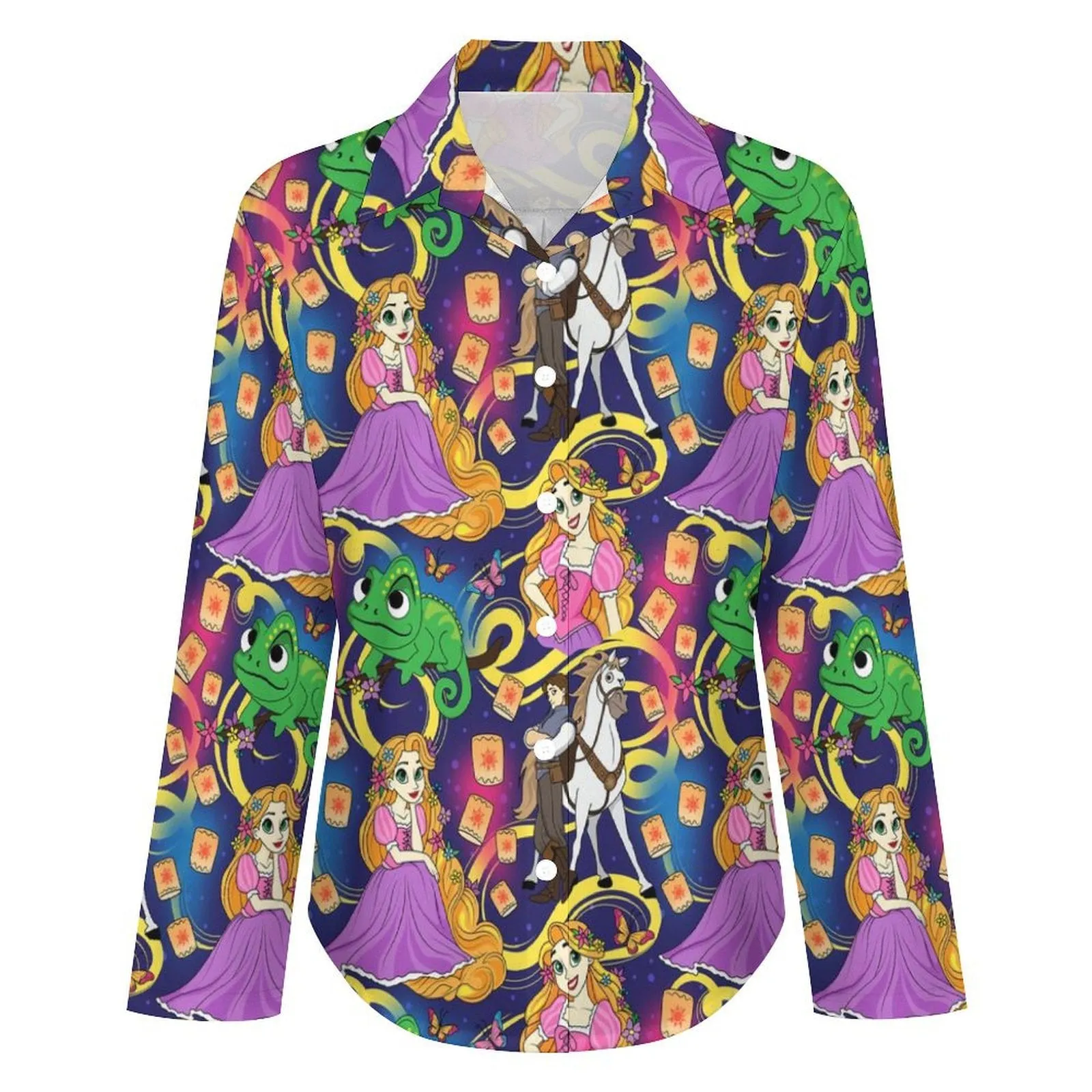 Disney Tangled Rapunzel At Last I See The Light Long Sleeve Button Up Blouse