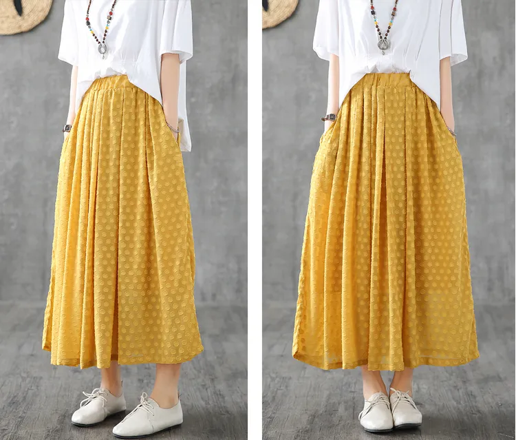 Double layer Casual Cotton Linen  loose fitting Women's Skirts  DZA200631