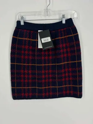 En Saison Size L Navy/Red Houndstooth Knit NEW Designer Skirt