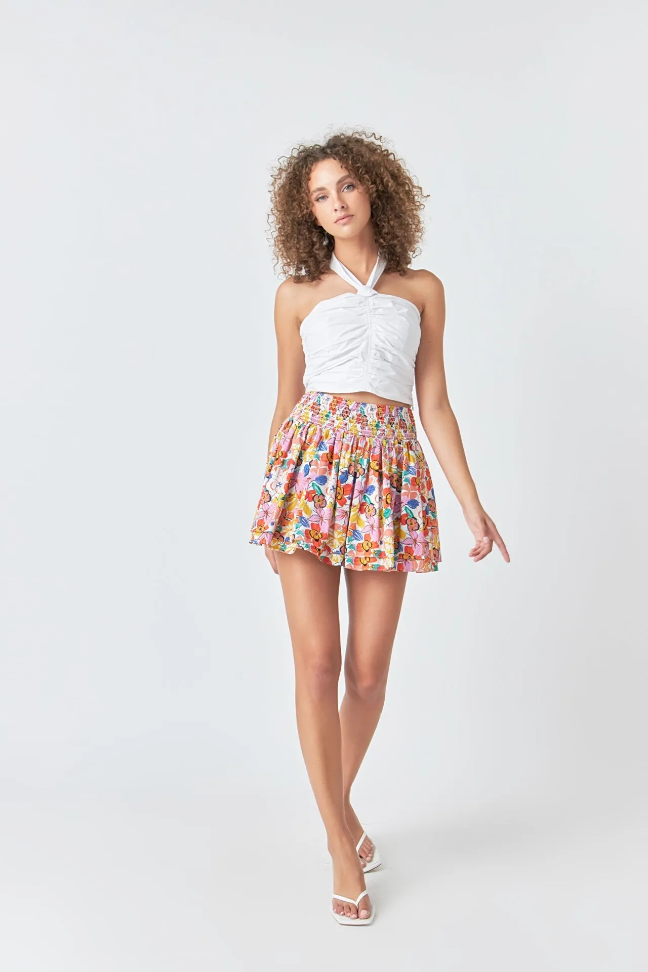 Endless Rose - Cotton Floral Print Mini Skort