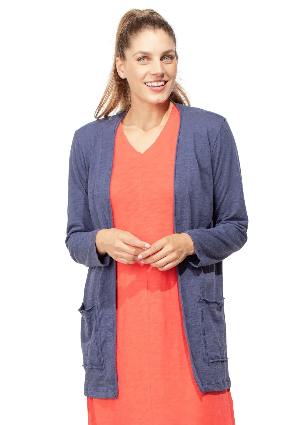 Escape by Habitat Cotton Slub Open Front Cardigan - 10090