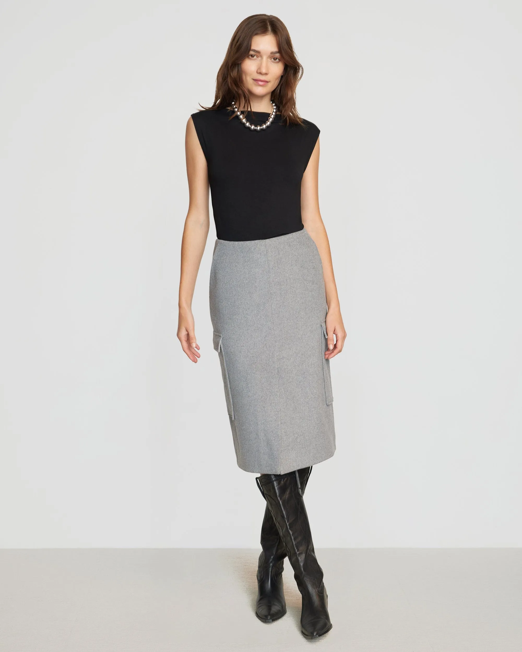 Felicia Wool Utility Midi Skirt