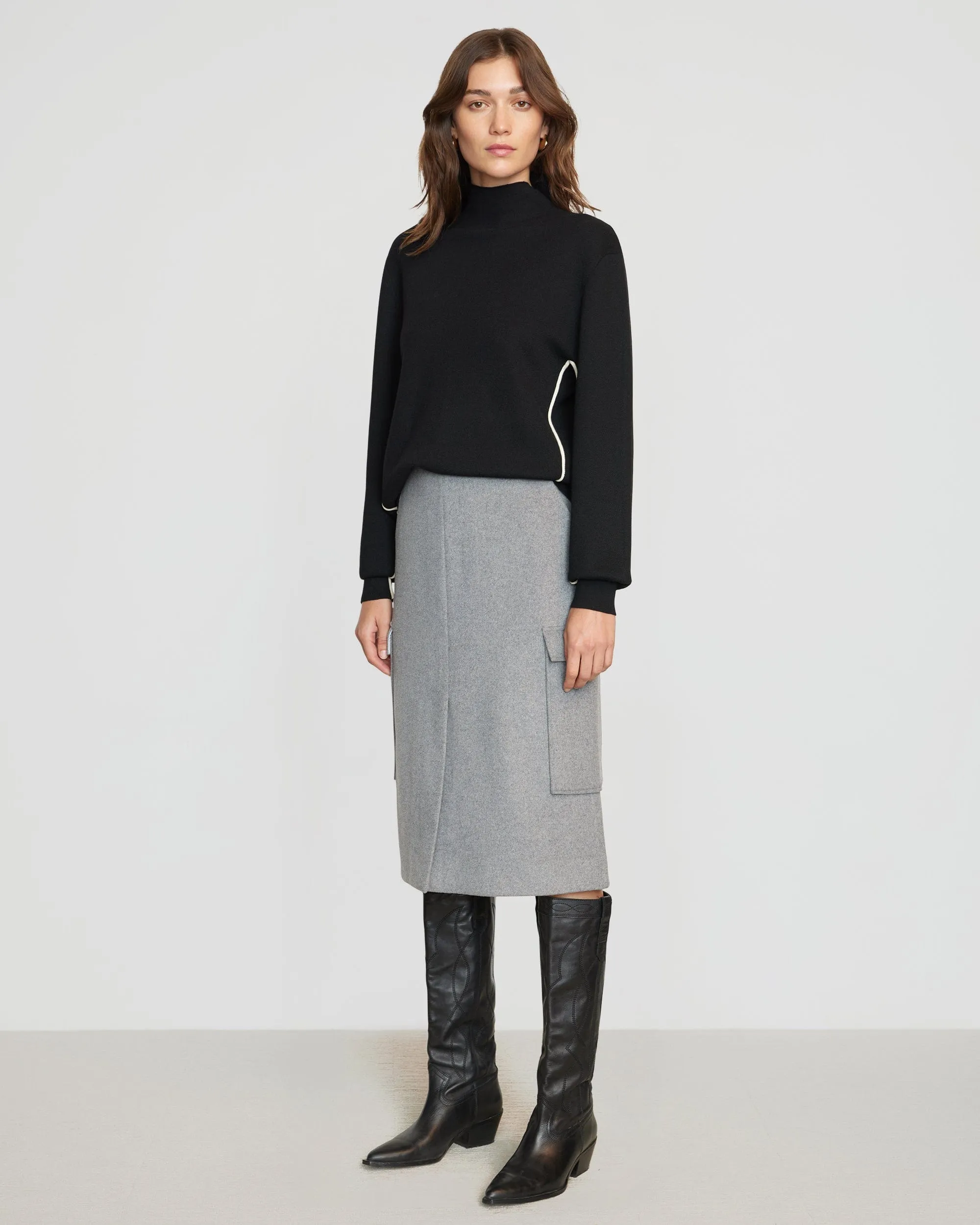 Felicia Wool Utility Midi Skirt