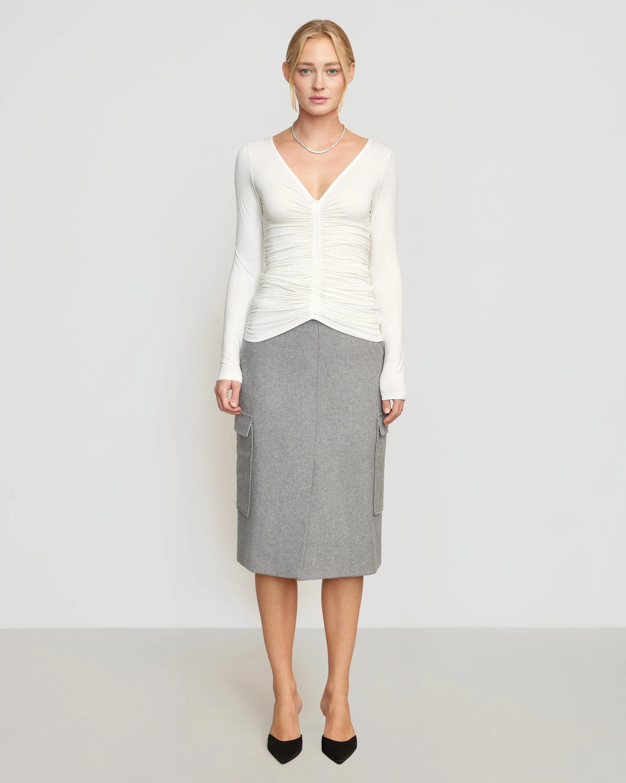 Felicia Wool Utility Midi Skirt