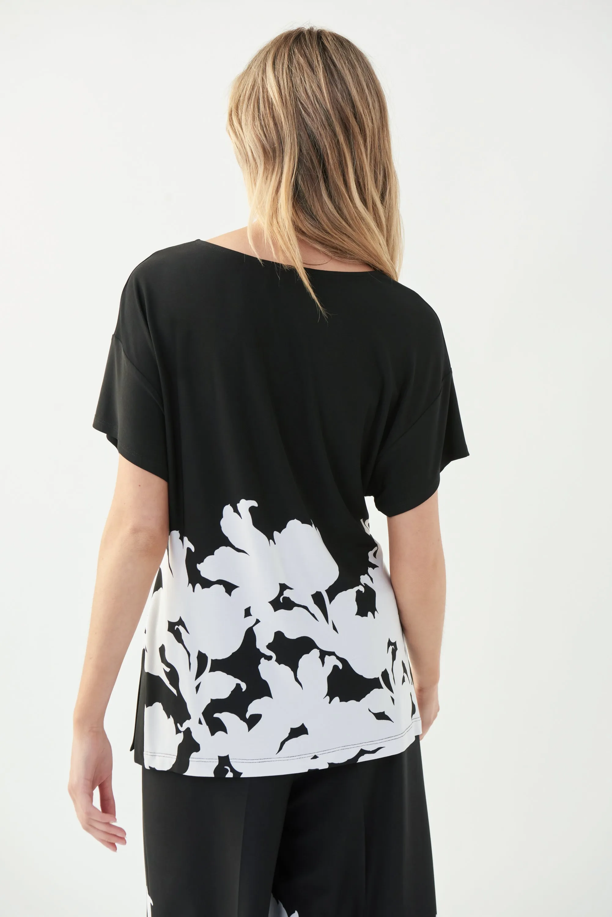 Floral Border Short Sleeve Top