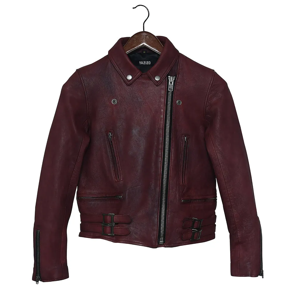 Frisco Motorcycle Easy Rider Womens Red Leather Jacket