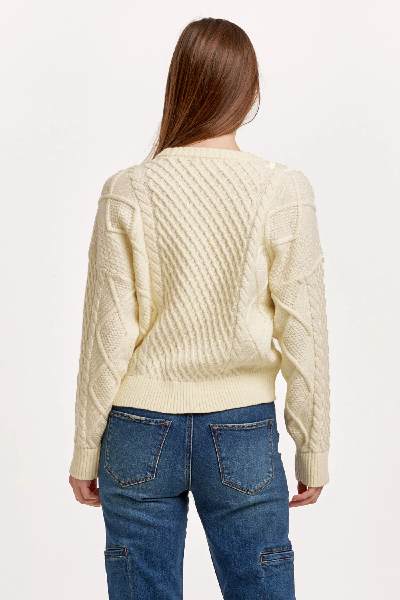 HOLDEN CREW NECK LONG SLEEVE RELAXED FIT SWEATER CREAM