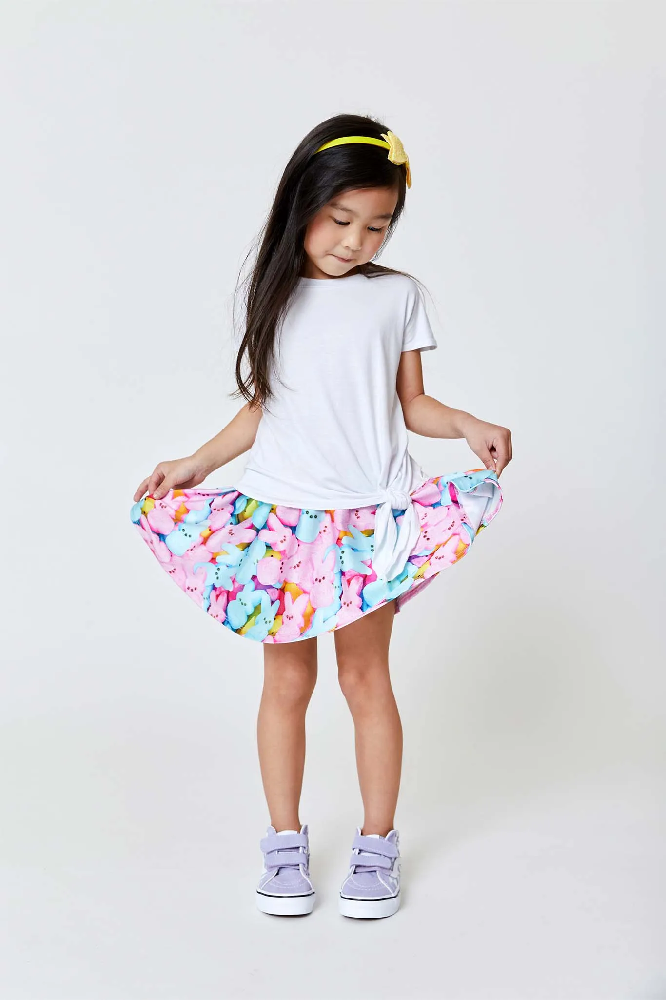 Kids Skater Skirt in Marshmallow Bunnies