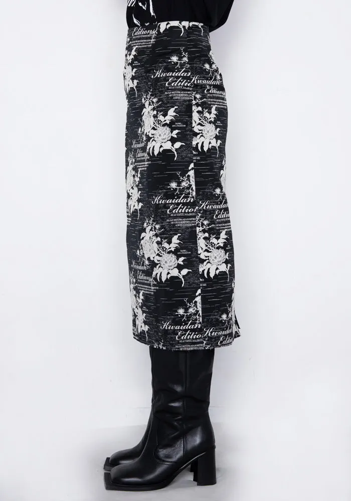 KWAIDAN EDITIONS AW22WS047W_JC JACQUARD PENCIL SKIRT VINTAGE WRITINGS